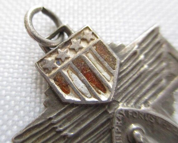 Vintage Sterling Silver Patriotic Cross with Wings and the Miraculous Medal View 3