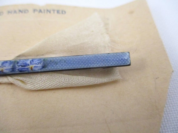 Vintage Bar Pin Brooch Blue Guilloche Enamel Ster… - image 5