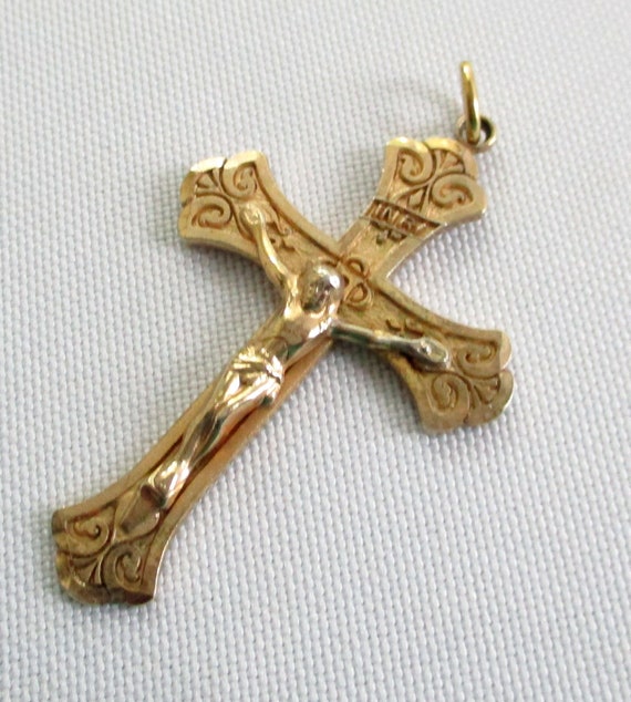 Vintage Chapel Sterling Silver Cross Pendant Gilt… - image 1