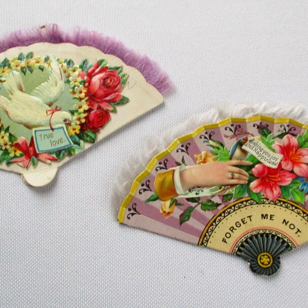 Vintage Victorian Fringed Die Cut Fan Shaped Calling Cards