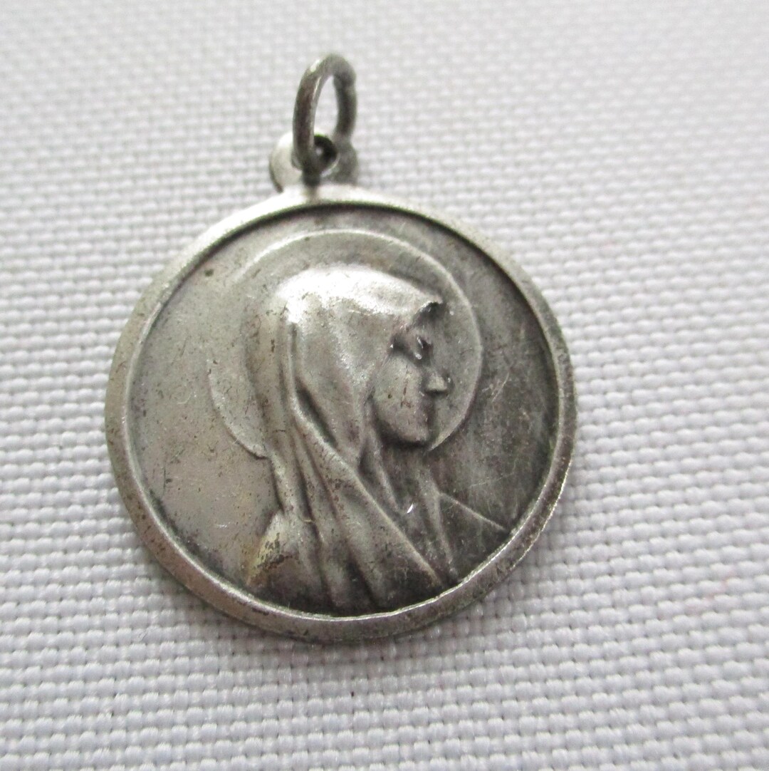 Vintage French Our Lady of Lourdes Double Sided Medal - Etsy