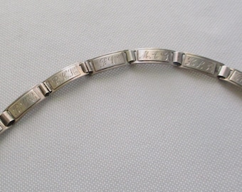 Vintage Sterling Silver Engraved Friendship Links Partial Bracelet