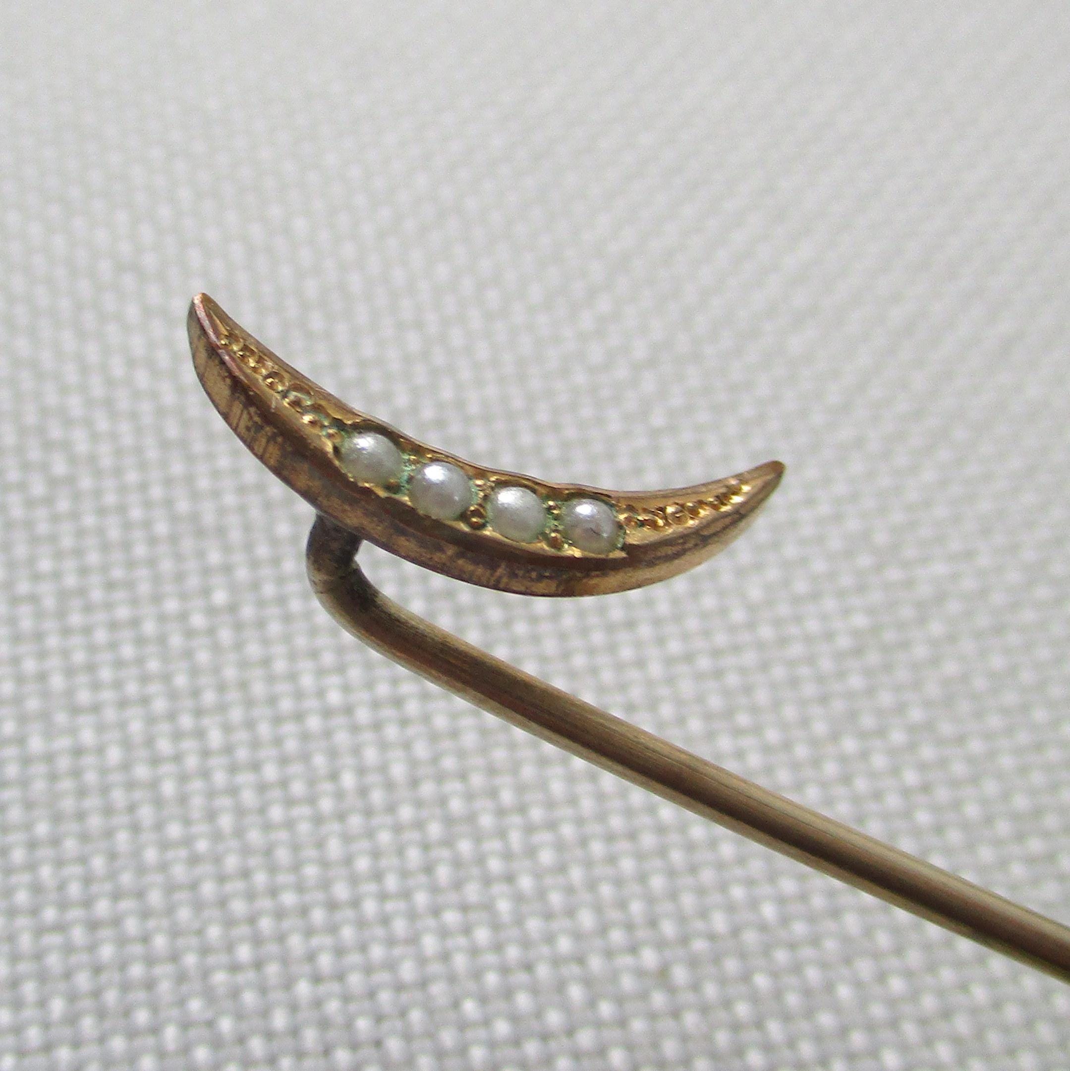 Crescent Hawk Pin Vintage Seed Pearl Crescent Stick Pin - Etsy