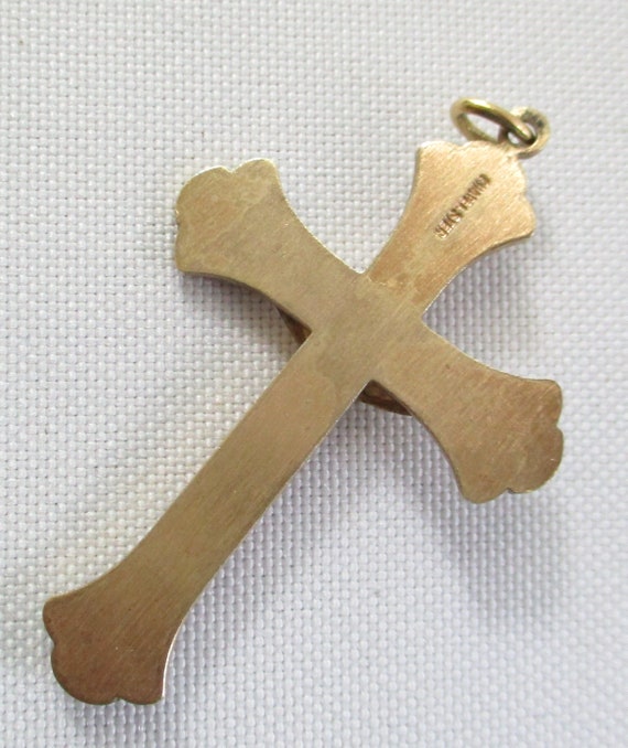 Vintage Chapel Sterling Silver Cross Pendant Gilt… - image 7