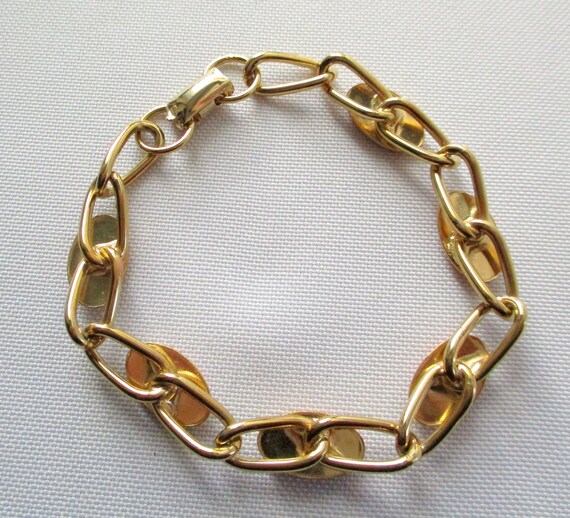 Vintage Coro Gold Tone Oval Link Bracelet Peach/P… - image 8