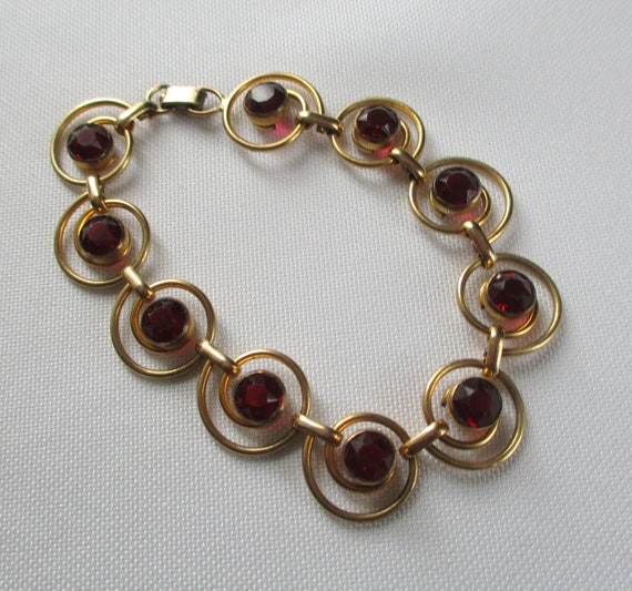 Vintage R. F. Simmons Red Rhinestone Bracelet Etsy
