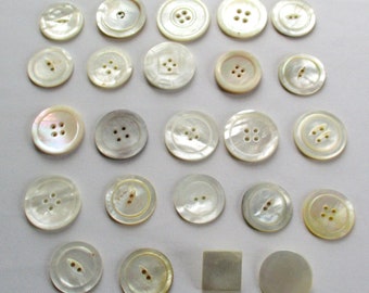 Vintage Mother of Pearl Buttons 24 Pieces