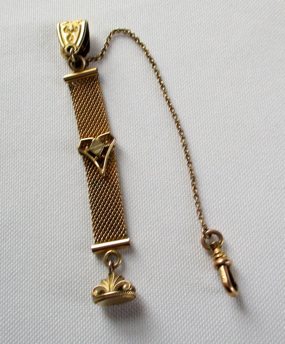 Vintage HFB Vest Pocket Mesh Watch Chain with Fob