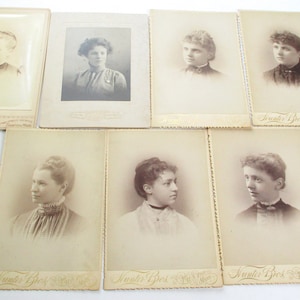 Vintage Group of 7 Cabinet Cards of Ladies Early 1900s