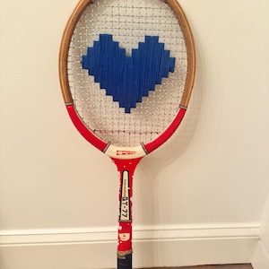 Tennis Racket BLUE Heart- Vintage