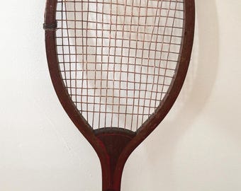 Vintage Wooden Tennis Racket- HSB & CO 1910