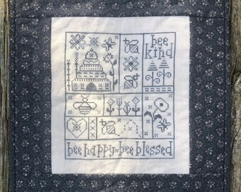 bee happy bee blessed CROSS STITCH PATTERN