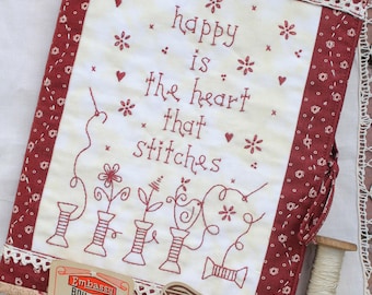 Happy is the heart that stitches sewing folder