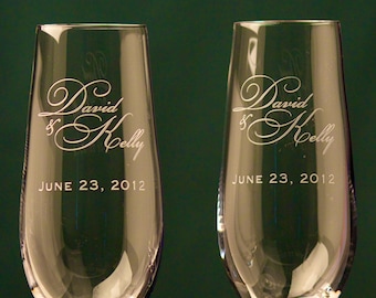 Beautiful Italian Style Personalized Wedding Toasting Glasses (set of 2)