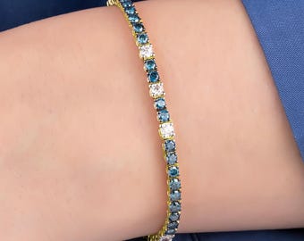 天然ブルーダイヤモンドバングル。ブルーダイヤモンドブレスレット 