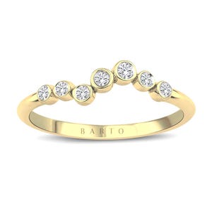 Anel delicado de diamante em ouro 14k: anel empilhável com contas