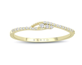 14k Gold Dainty Diamond Ring, Half Eternity Diamond Wedding Band, Pave Diamond Ring, Minimalist Gold Diamond Stacking Ring