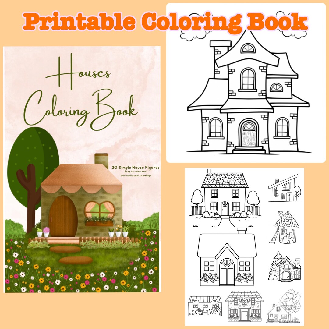 House Coloring Book for Kids | 30 Printable Easy House Designs | A4 PDF ...