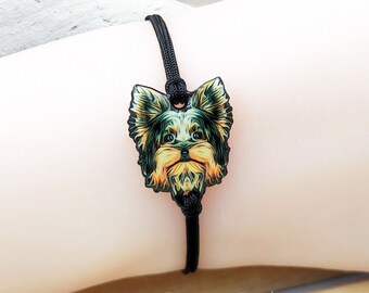 Verstellbares String Armband Yorkshire Terrier handgemacht schrumpf kunststoff resin hypoallergen StahlSchnur Hundearmband Schmuck Hundeliebhaber Geschenk