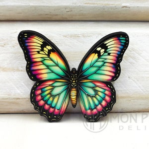 Broche de madeira de borboleta vintage, joias de borboleta, broche cortado a laser, broche de madeira ilustrado, presente de Natal, presente de aniversário, presentes personalizados