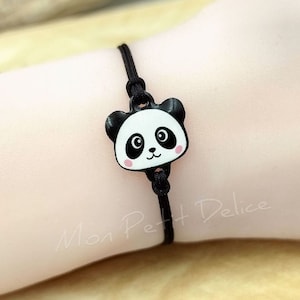Armband kawaii Panda Bär handgemachte Schrumpfplastik Harz hypoallergen Stahl Kugel Schnur Faden Tier Armband Erwachsene Kinder