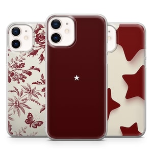 Coque de portable bordeaux pour iPhone 16Pro, 15, 14, 13, 12, Samsung S25, S24Ultra, S23FE, S22, A16, A55, Pixel 9Pro, 8