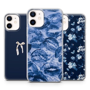 Navy Blue Phone Case Cute Cool Cover for iPhone 16Pro, 15, 14, 13, 12, Samsung S25, S24Ultra, S23FE, S22, A16, A55, Pixel 9Pro, 8