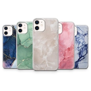 Marble Phone Case Artistic Cool Cover for iPhone 16Pro, 15, 14, 13, 12, Samsung S24Ultra, S23FE, S22, A16, A55, Pixel 9Pro, 8