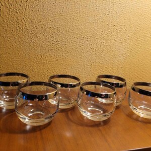 Vintage Silver Rim MCM Roly Poly Cocktail Glasses - Set Of 6  Dorothy Thorpe style