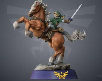 Link & Epona - The Legend of Zelda Action figure printed in resin with 3D printer in 12K