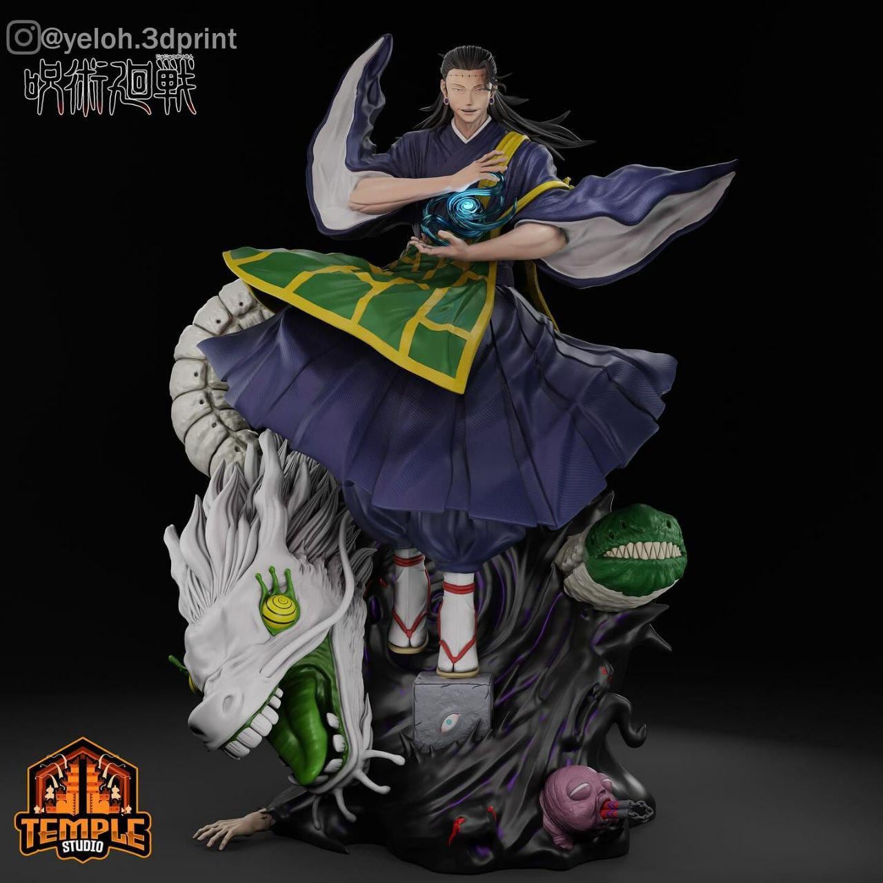 Kenjaku in Geto's Body - Jujutsu Kaisen Action Figure Printed in