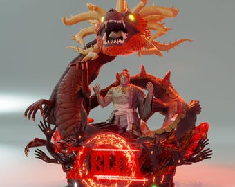 Ganondorf & Dragon - The Legend Of Zelda Action figure printed in resin with 3D printer in 12K