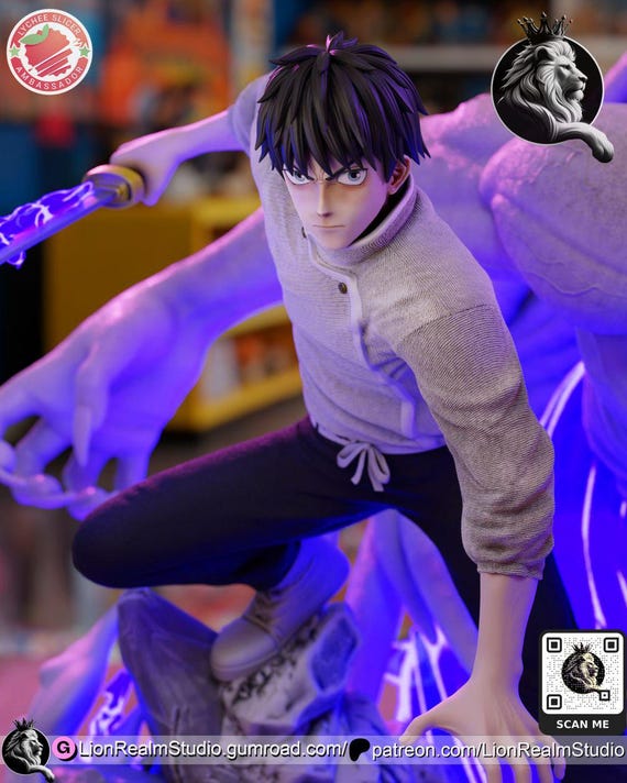 Yuta グレーRED78cmKK型 Yuta & Rika- Jujutsu Kaisen Action Figure Printed in Resin With 3D