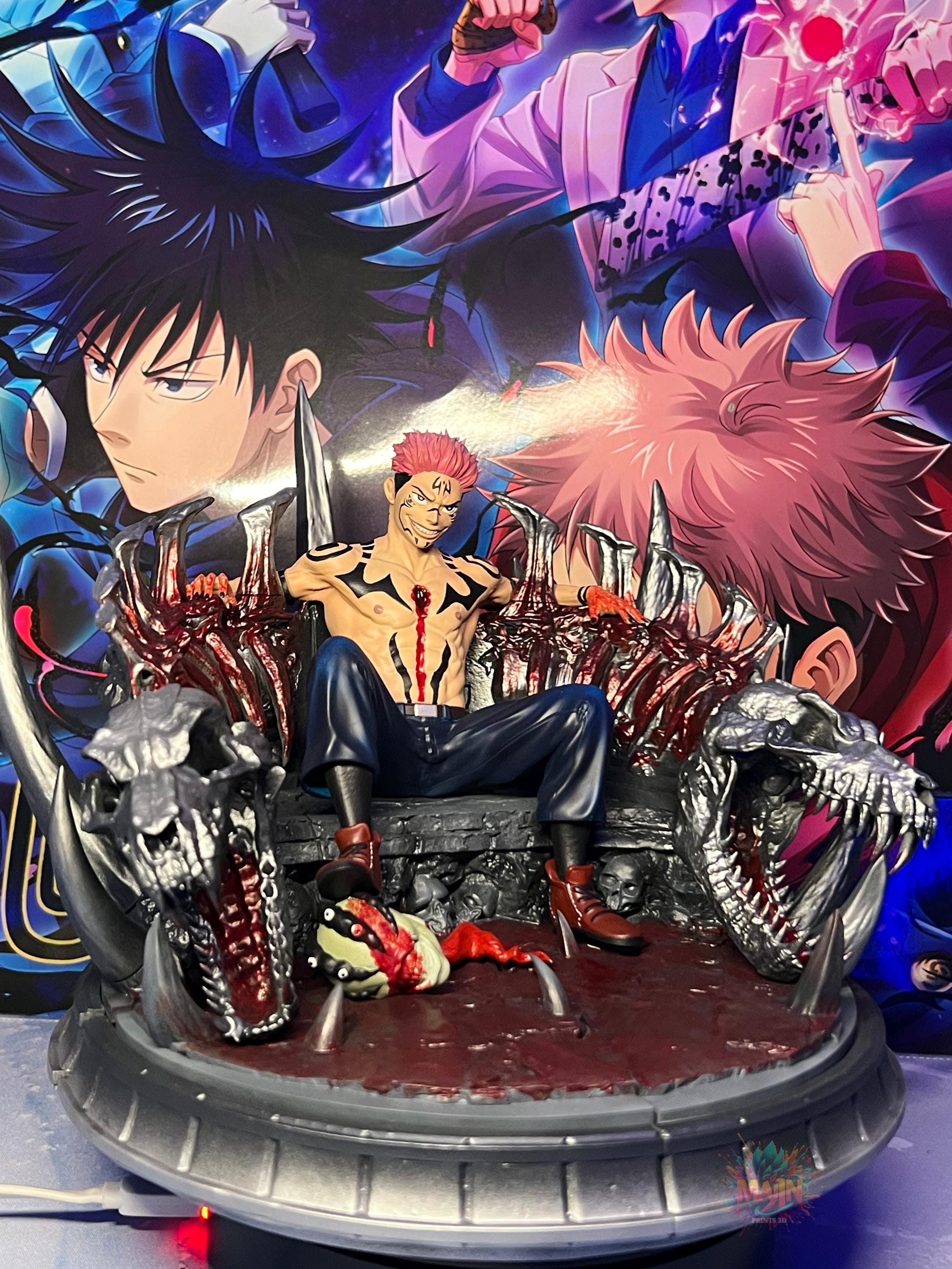 Figura De Itadori Yuji Y Ryomen Sukuna De JJK, Estatua De Acción De 30 Cm Con Base De Roca Y Llamas, Ideal Para Coleccionistas