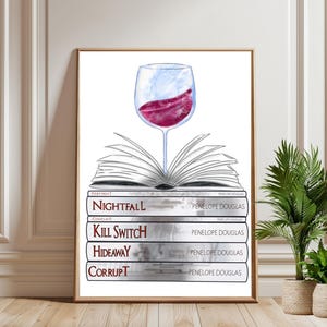 Dark romance Devils Night digital book stack wall art print, Penelope Douglas Wall Art, Prints for dark romance and spicy romance readers