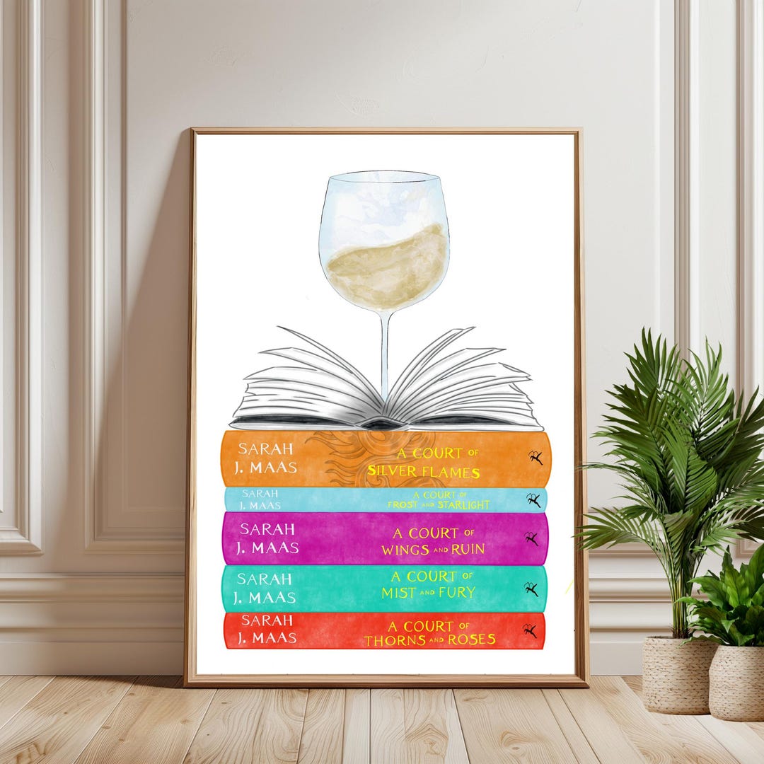 ACOTAR Series Book Stack Digital Wall Art Print, Fantasy Romance Wall ...