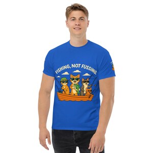 Pesca, sin complicaciones: divertida camiseta de gato de dibujos animados, bonita camiseta de pesca de verano, regalo para amantes de los gatos, camiseta relajante al aire libre