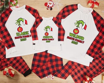 Pijama de Natal para a família, pijama personalizado com estampa de rena de Natal combinando, conjunto longo de pijama de Natal, presente de Natal para crianças/família