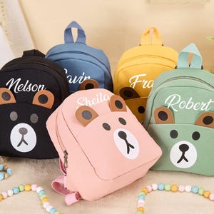 Individueller Teddybär Rucksack für Kinder, personalisierter Bär Name Rucksack, individuelles Name Kleinkind Tasche, einzigartiges Kindergeschenk, Kindergeschenkidee