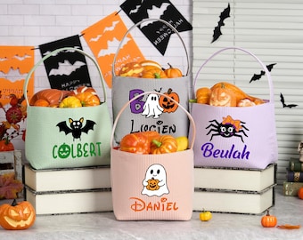 Gepersonaliseerde Halloween-emmer, Trick or Treat Seersucker-tas voor kinderen