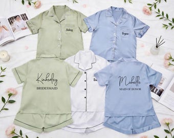 Satin Brautjungfer Pyjamas Set, personalisierte Brautparty Geschenke