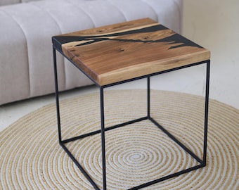 Tavolino quadrato – Tavolino in legno – Tavolino moderno di piccole dimensioni – Mobile unico fatto a mano – Tavolino laterale – Arredamento per soggiorno