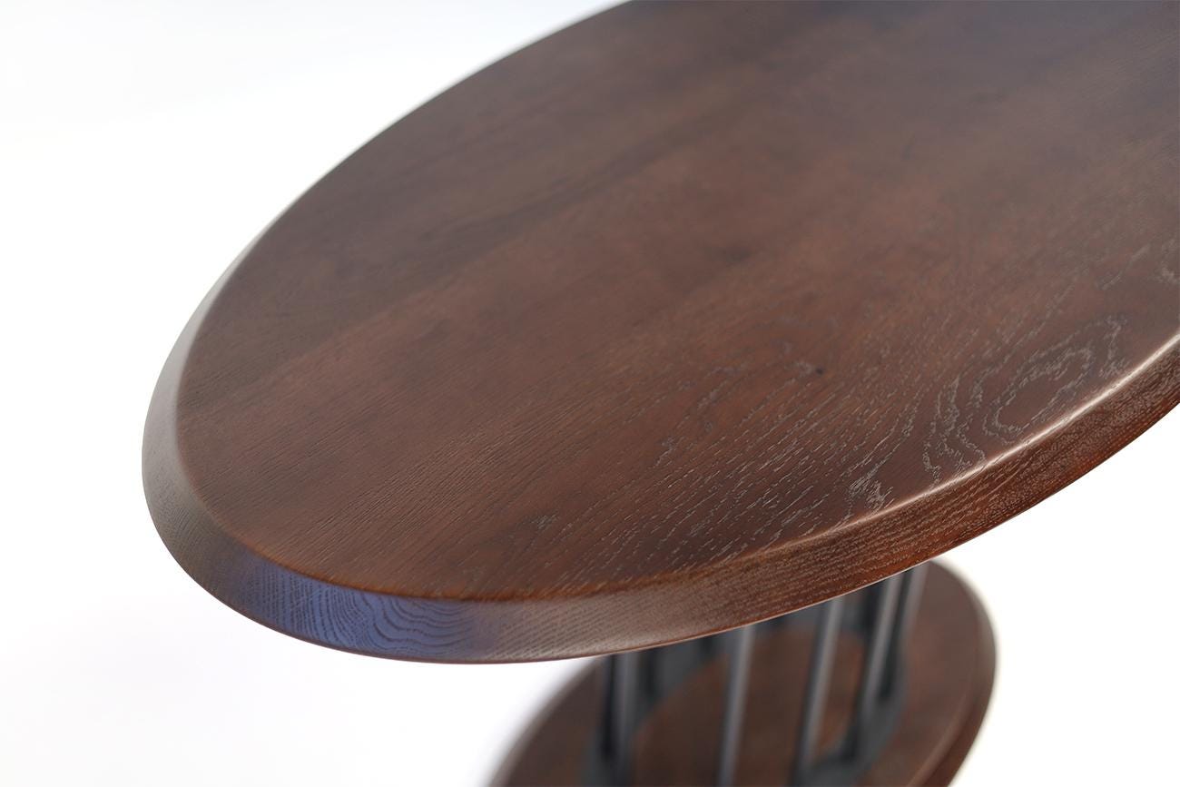 Oval Oak Coffee Table, Metal Rod Base, Minimalist Furniture - Etsy