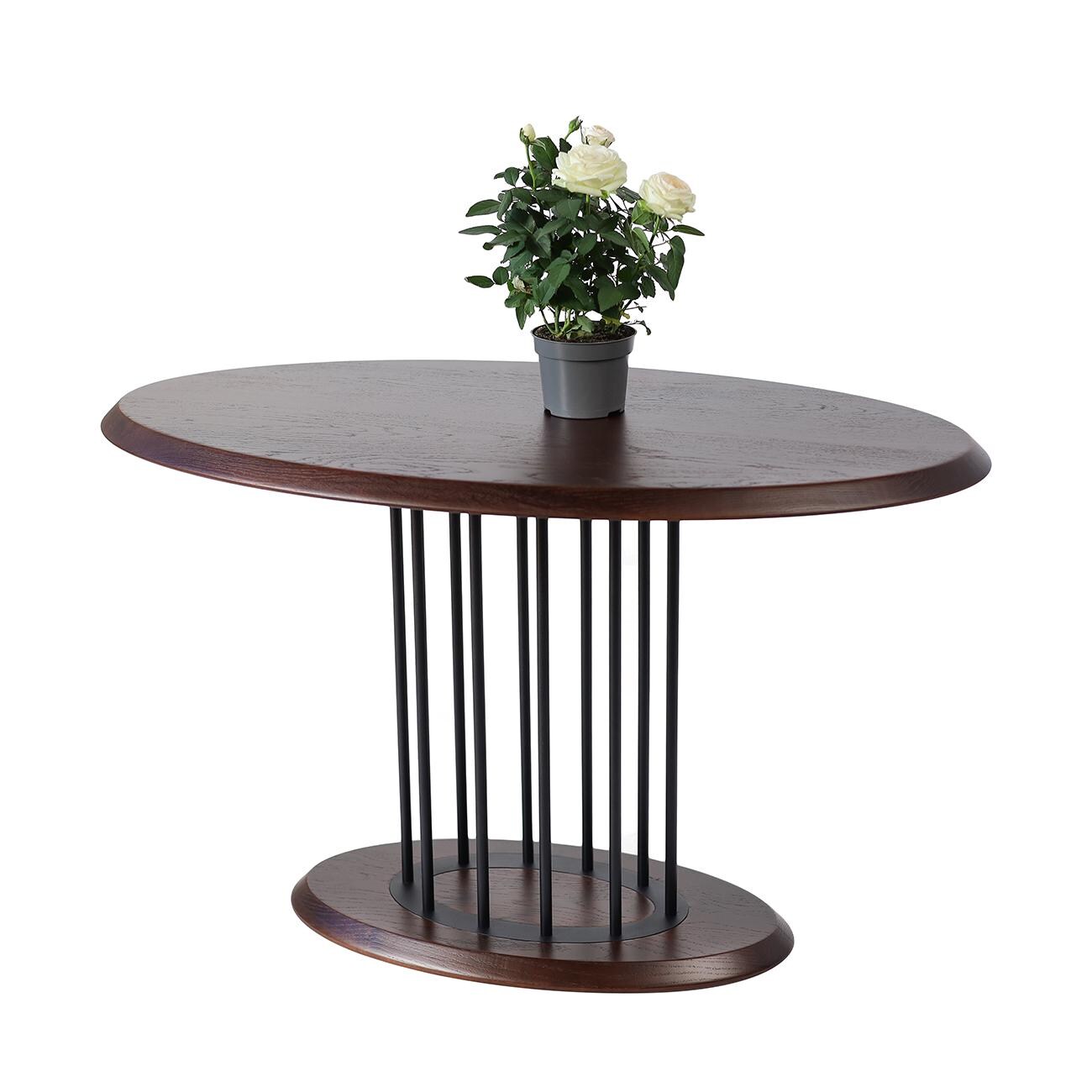 Oval Oak Coffee Table, Metal Rod Base, Minimalist Furniture - Etsy