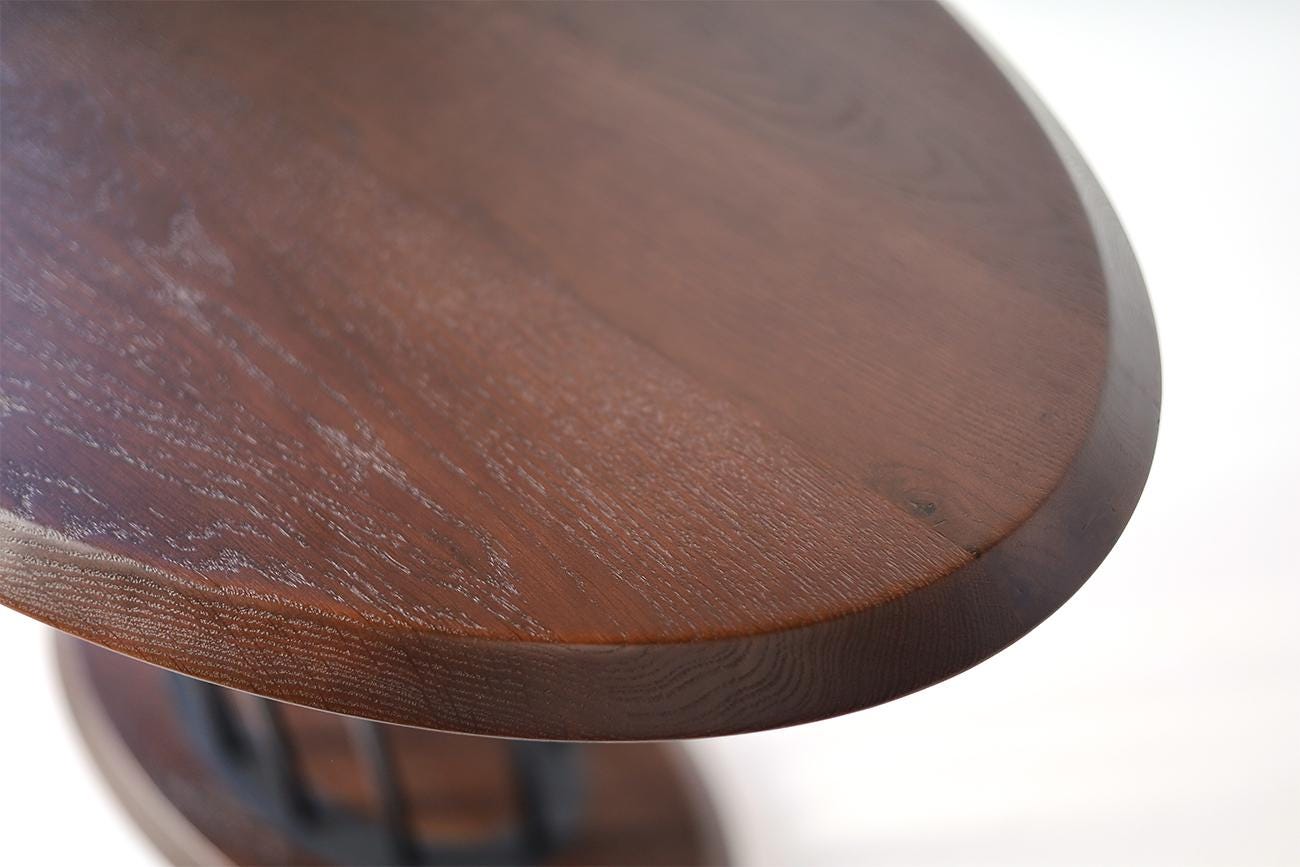 Oval Oak Coffee Table, Metal Rod Base, Minimalist Furniture - Etsy