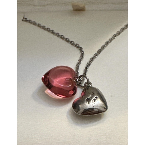 Baccarat Crystal Glass and SV925 Heart Double Heart Necklace