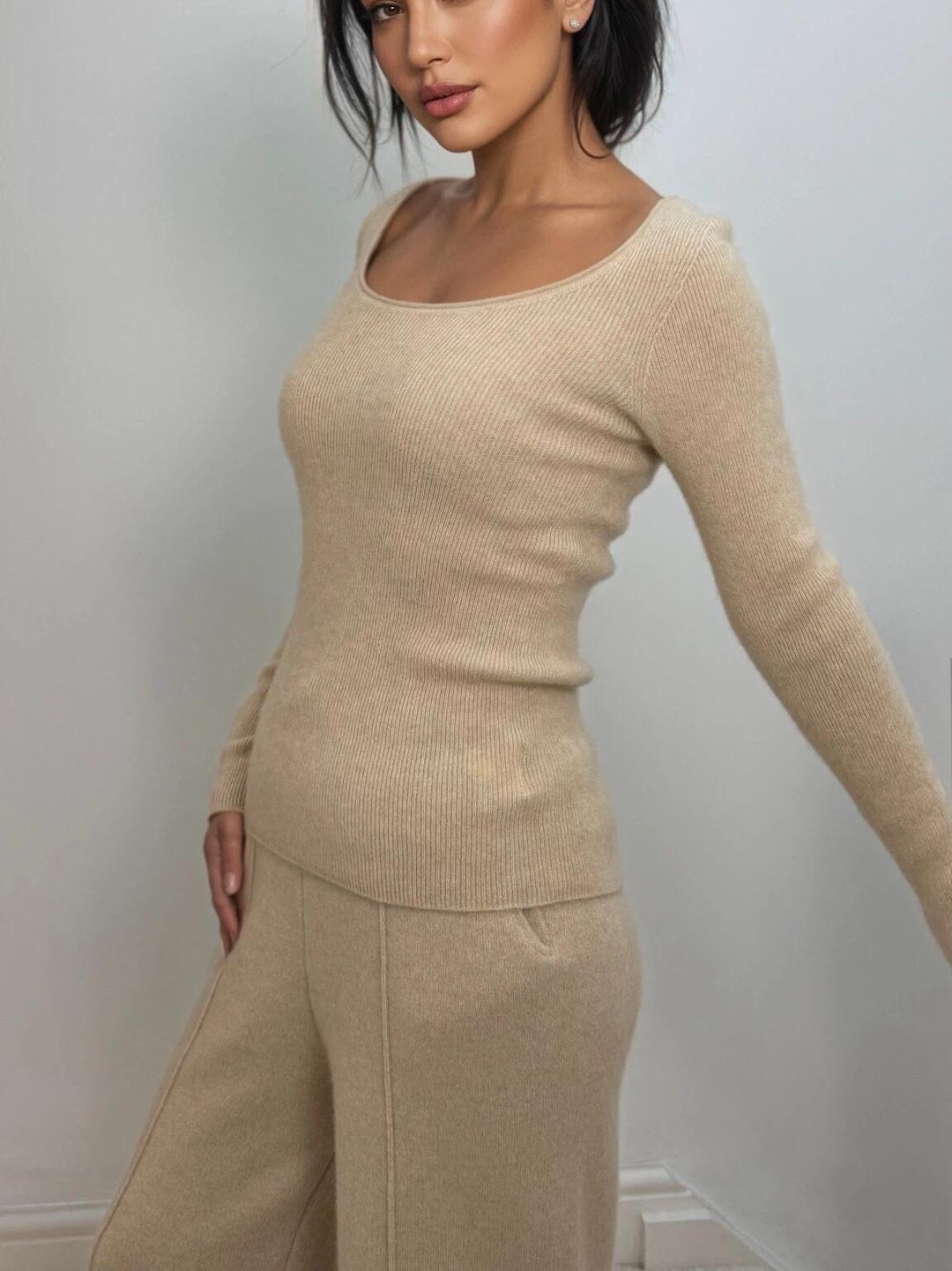 100% Soft Cashmere Slim-fit Layering Sweater Round Neck - Etsy