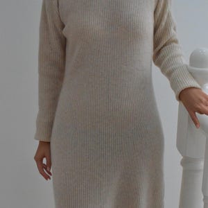 Vestido de invierno de punto acanalado de cachemira y lana de lujo