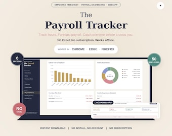 Payroll Tracker App No Excel Needed, Employee Timesheet & Overtime Calculator, Works Offline in Any Browser, Small Business Digital Download