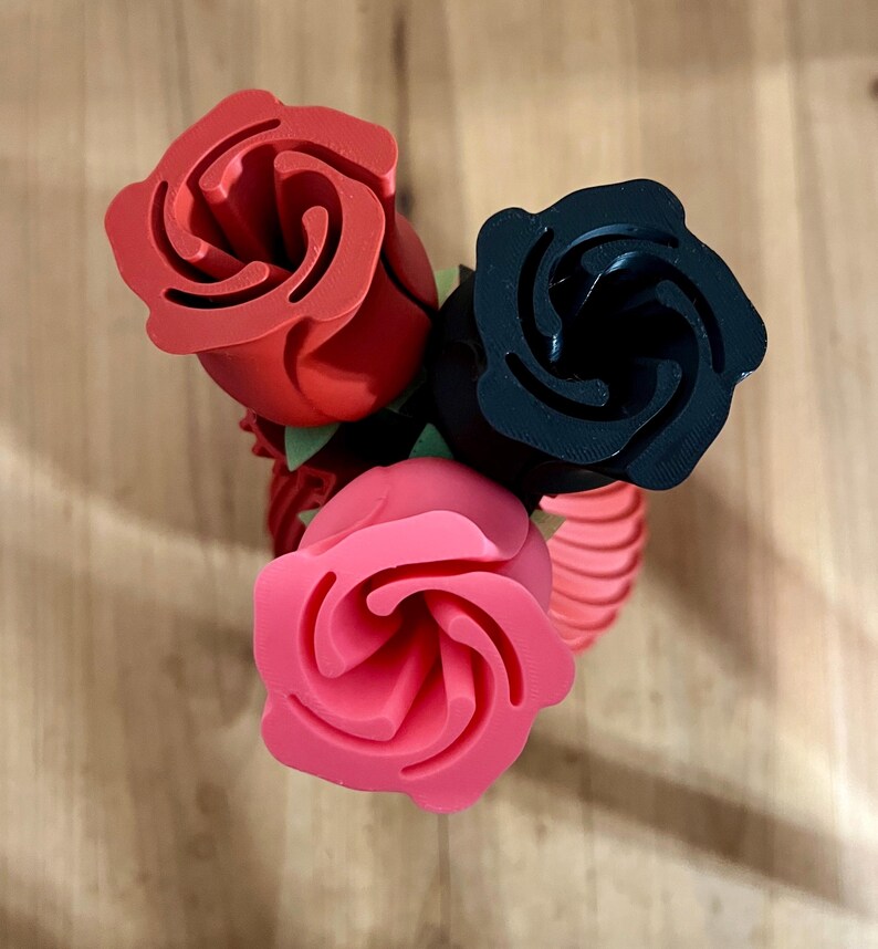3D Printed Geometric Rose With Stem and Realistic Thorns, Customizable ...